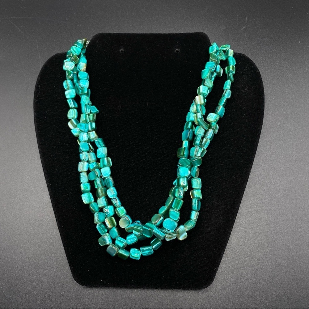 Seashells Dyed Turquoise Natural Beads Mulitstrand Necklace